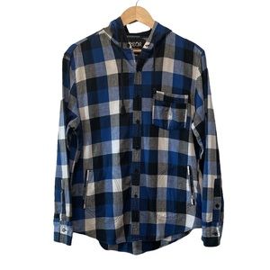 Carbon Button Down Long Sleeve Hooded Shirt